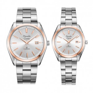 Alexandre Christie AC 8656 Silver Rosegold Couple
